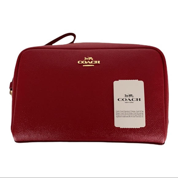 Coach Red Leather Boxy Cosmetic Case 20 - Picture 4 of 13